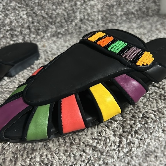 FARM RIO Black Rainbow Beaded Mules EU 39 US 8 - Picture 7 of 8